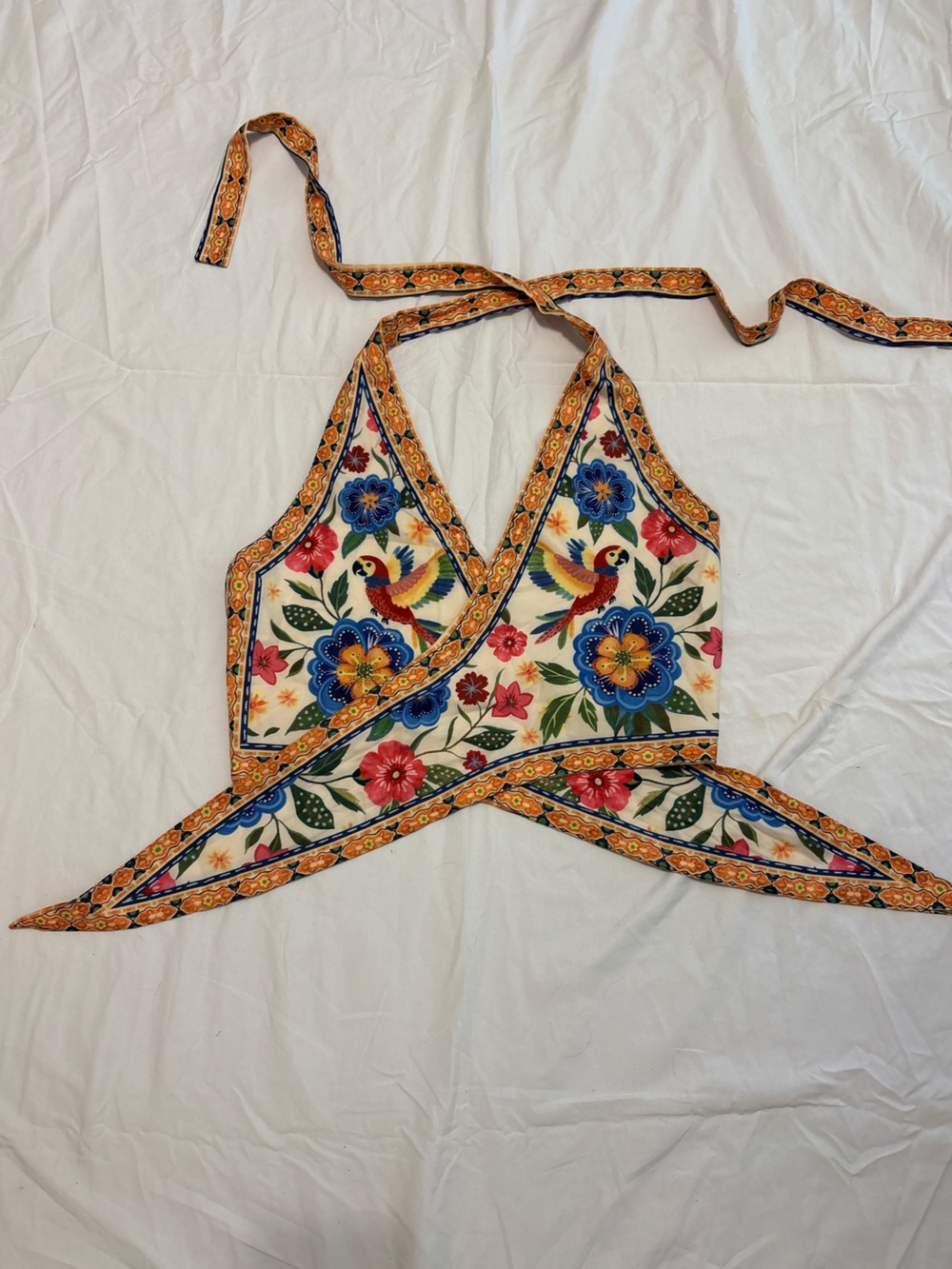 Women’s Floral Parrot Halter Top in Multicolor